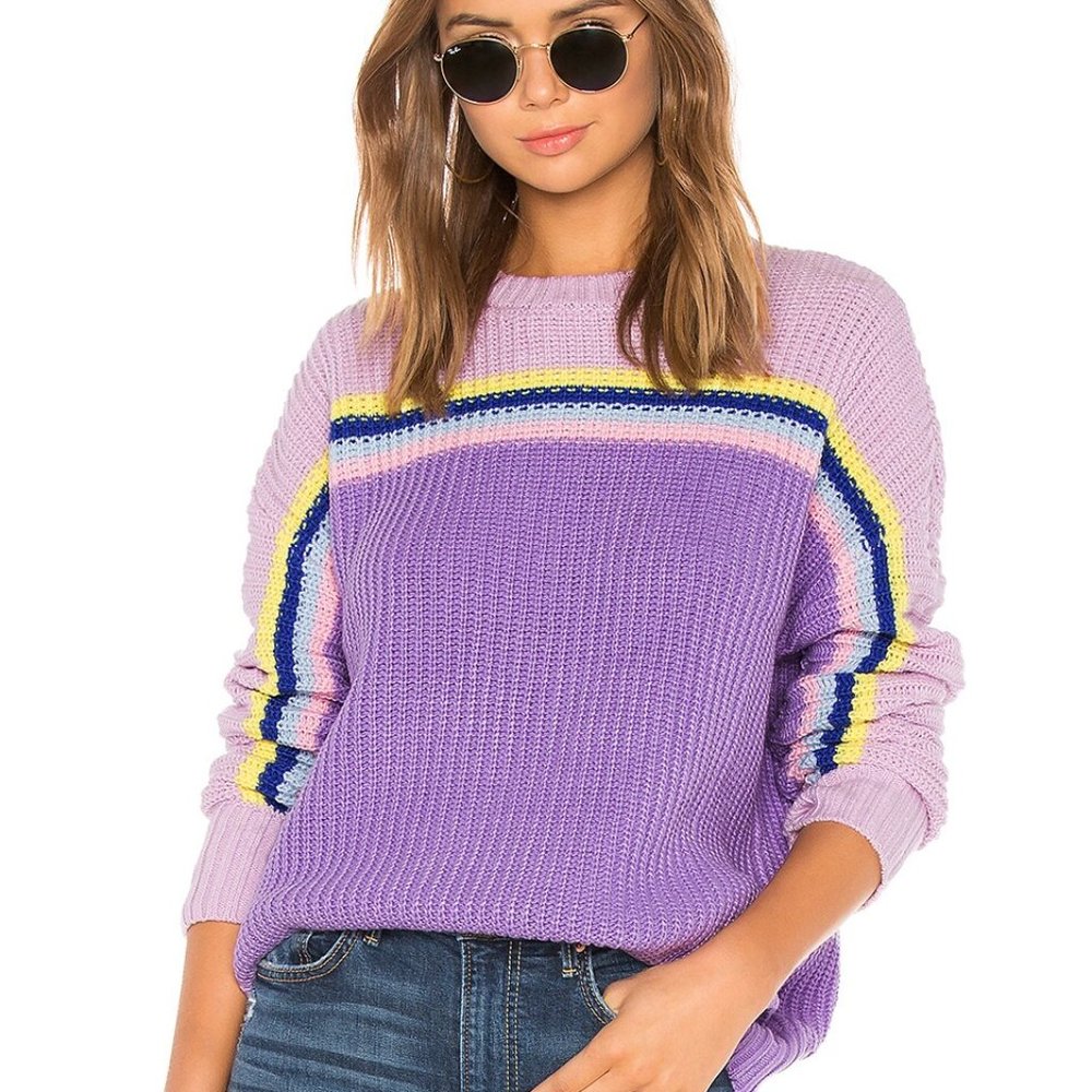 Lovers + Friends Leia Rainbow Stripe Sweater S